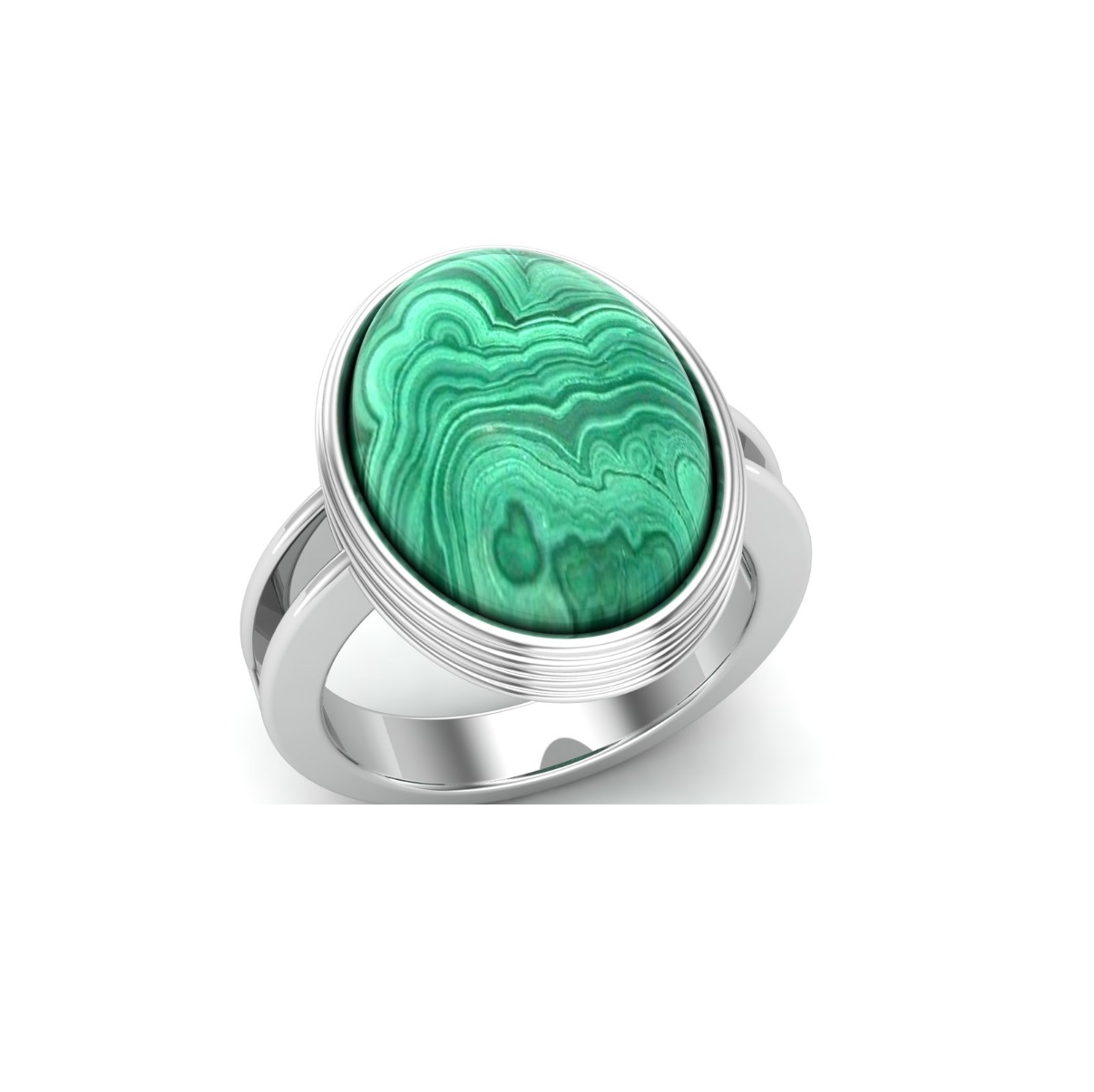 Bague malachite argent Palma chevalière